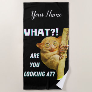 Serviette De Plage Drôle Big Eyed Tarsier Ce que vous regardez