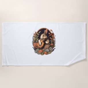 Serviette De Plage Drôle Bunny Jouer Banjo Guitare Musique Rabbit Hap