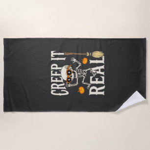 Serviette De Plage Drôle de squelette dansant Halloween Creep It Real
