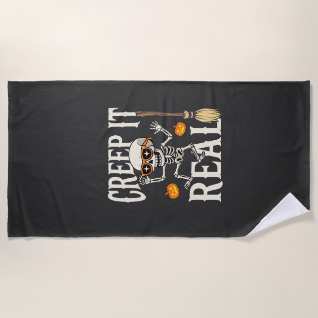 Serviette De Plage Drôle de squelette dansant Halloween Creep It Real (Devant)