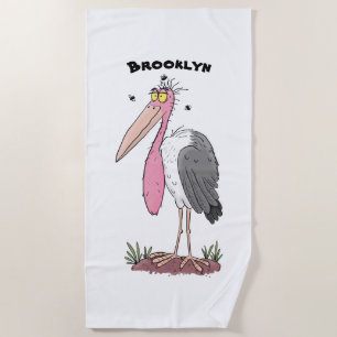 Serviette De Plage Drôle dessin animé de cigogne en marabou