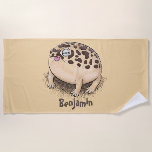 Serviette De Plage Drôle dessin de grenouille à pluie dans le désert