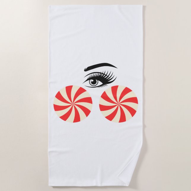 Serviette de plage drôle Eye Candy pour femmes (Devant)