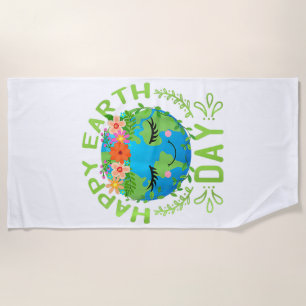 Serviette De Plage Drôle Jour des terres Citation Terre Cool Joyeux J