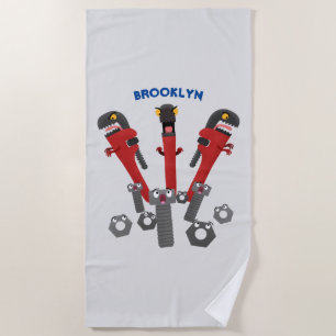 Serviette De Plage Drôle outil monstre de clé humour dessin animé