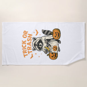 Serviette De Plage Drôle Raccoon Trick ou Trash Halloween