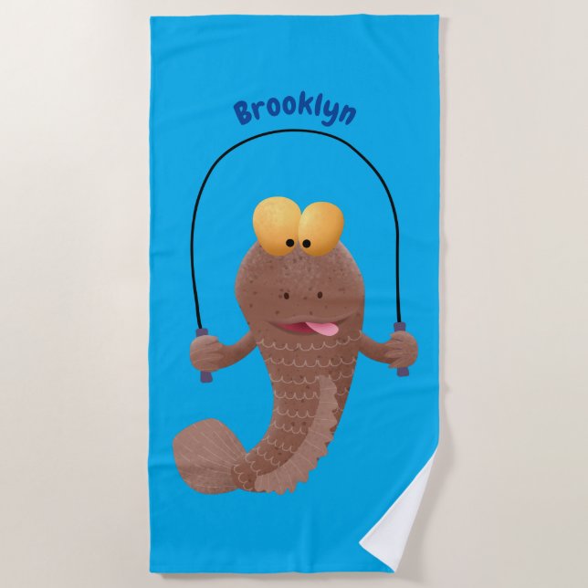 Serviette De Plage Drôle sauter boudskipper poisson dessin animé (Devant)