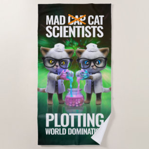 Serviette De Plage Drôle scientifique de chat fou qui pillent la domi