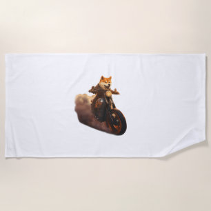 Serviette De Plage Drôle, Shiba Inu, Moto, Chien, Marionnette, Hommes