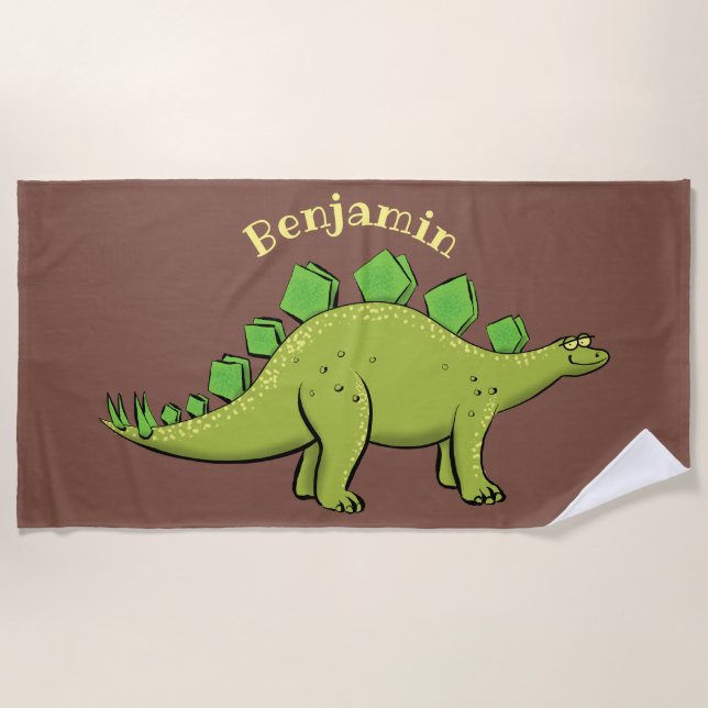 Serviette De Plage Drôle stegosaurus dinosaure dessin animé (Devant)