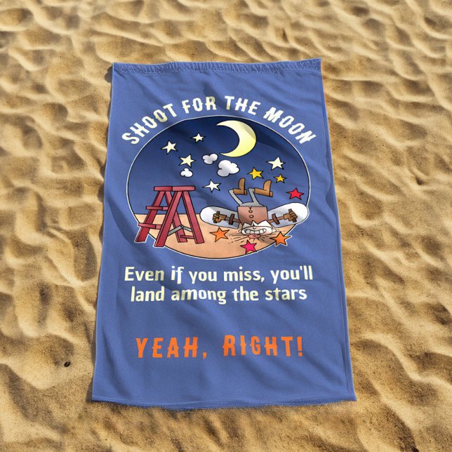 Serviette De Plage Drôle Tir Pour La Citation De Dessin De La Lune (Créateur téléchargé)