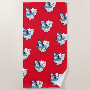 Serviette De Plage Drôle Toilette Shark Illustration