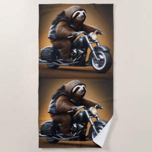 Serviette De Plage Drôle Vélo De Fente Sur Moto,