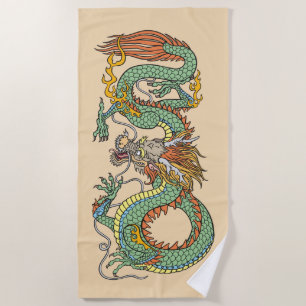 Serviette de plage du dragon chinois traditionnel