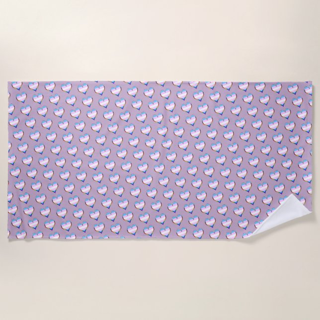 Serviette de plage du Motif Trans Pride Heart (Devant)