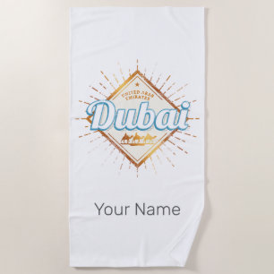 Serviette De Plage Dubaï Émirats arabes unis Souvenir vintage des Émi
