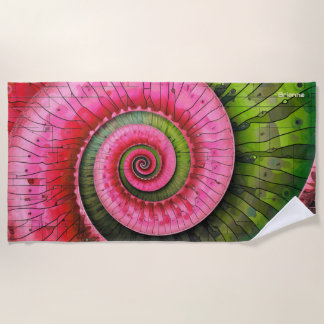 Serviette De Plage Dubman Designs : Fibonacci rose et vert lumineux