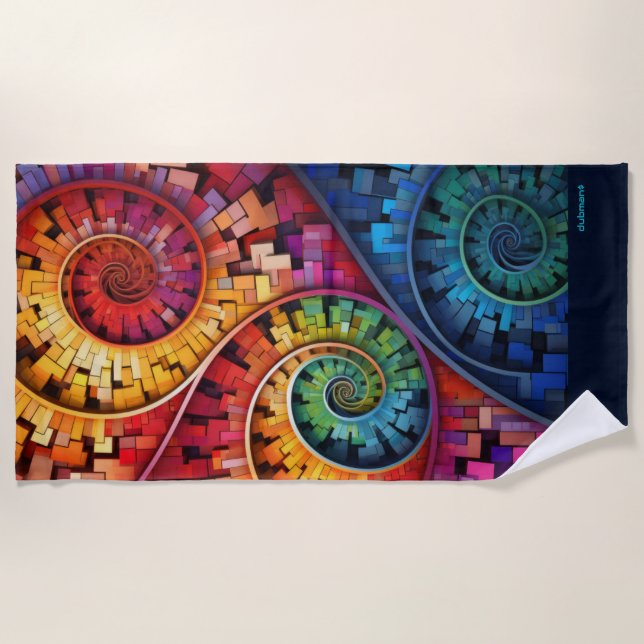 Serviette De Plage Dubman Does Design:Bright Fibonacci Swirls (Devant)