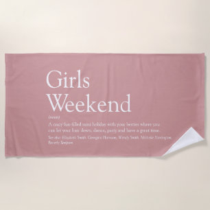 Serviette De Plage Dusty Rose Personnalisé Girls Weekend Définition