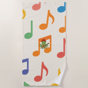 Serviette De Plage e : Pieuvre verte mignonne jouant dehors avec Casq