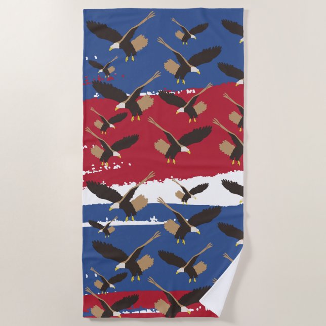 Serviette De Plage Eagle Bird USA Patriotic American Flag (Devant)