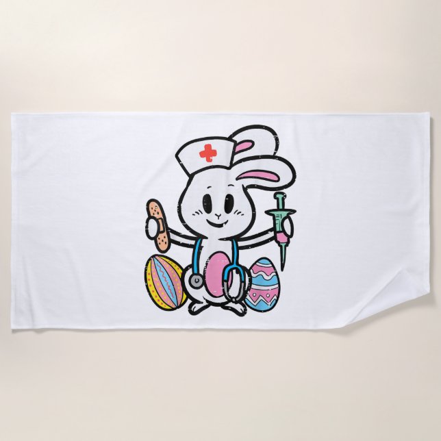 Serviette De Plage Easter Bunny Nurse Stethoscope mignonne Rabbit Scr (Devant)