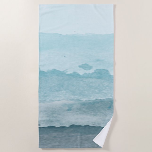 Serviette De Plage Eau bleu mer Abstraite (Devant)