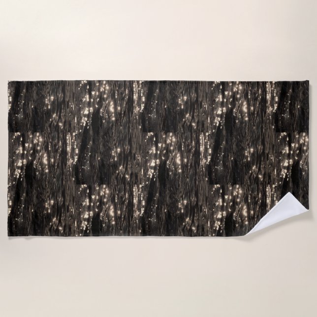 Serviette De Plage Eau foncée lune brillante réflexion noir (Devant)