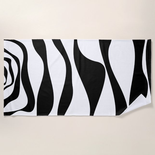 Serviette De Plage Ebb et flux 4 - Noir et blanc (Devant)