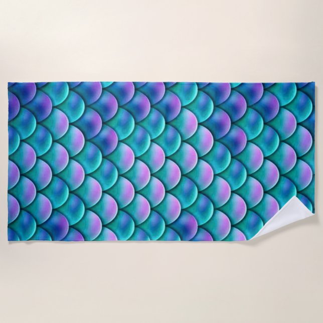 Serviette De Plage Échelles de sirènes opalescentes (Devant)