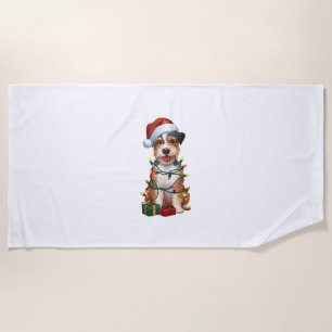 Serviette De Plage Éclairage de Noël chapeau australien Terrier Chien