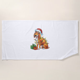 Serviette De Plage Éclairage de Noël chapeau écossais Deerhound Chien