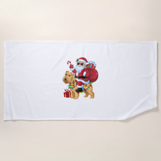 Serviette De Plage Éclairage de Noël Père Noël équitation roulette Te