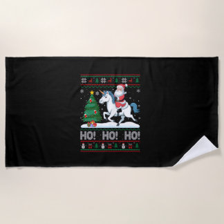 Serviette De Plage Éclairage du sapin de Noël Père Noël chevauchant u