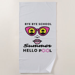 Serviette De Plage École Hello Summer Pool