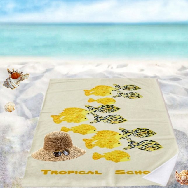 Serviette De Plage École tropicale (It's okay to swim with these fishes, lying on this Tropical School Beach Towel!)