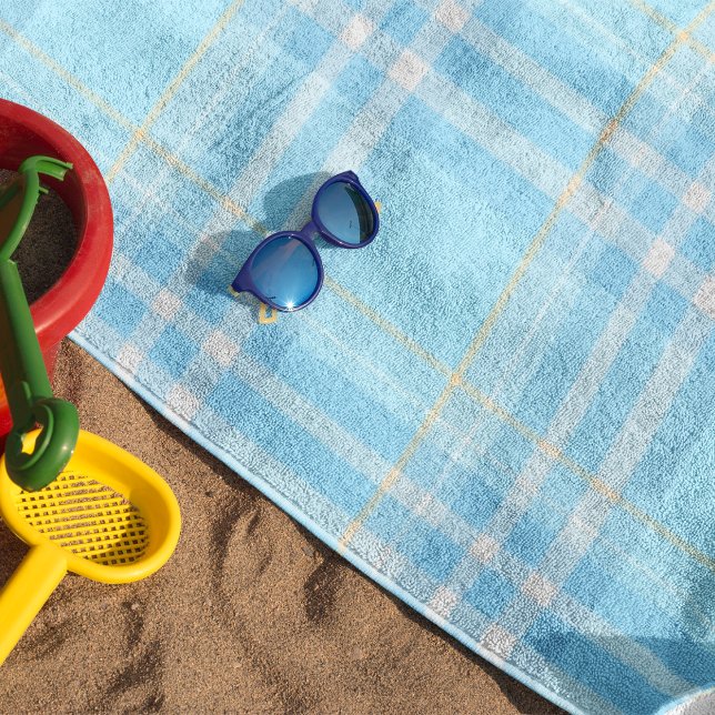 Serviette De Plage Écossais carreauté bleu bébé (Créateur téléchargé)