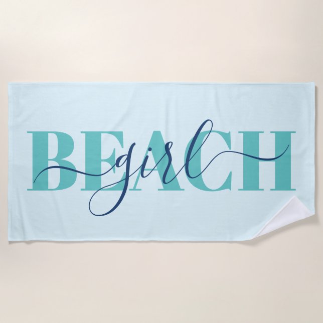 Serviette De Plage Écriture typographie moderne bleu sarcelle citatio (Devant)