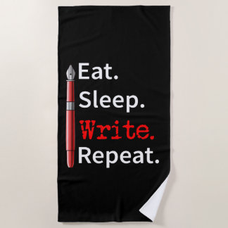 Serviette De Plage Ecrivain de répétition d'écriture du sommeil de l'