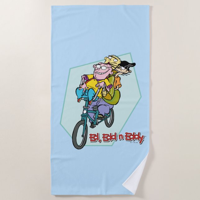 Serviette De Plage Ed, Edd, n Eddy sur un vélo (Devant)
