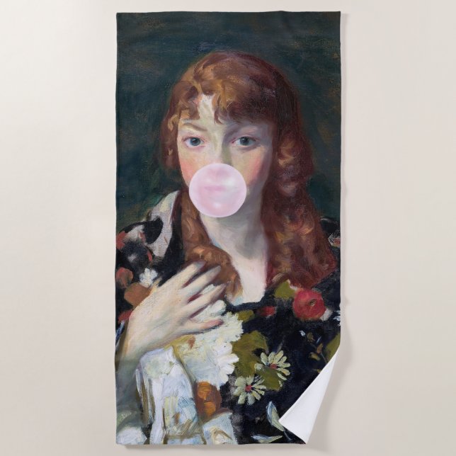 Serviette De Plage Edna soufflant une bulle rose gomme (Devant)