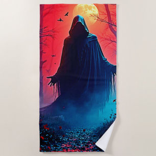 Serviette De Plage Eerie Shadow in Crimson Woods Design