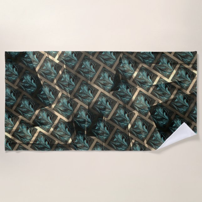 Serviette De Plage Effet de brique gris bleu, sous tache foncée en li (Devant)