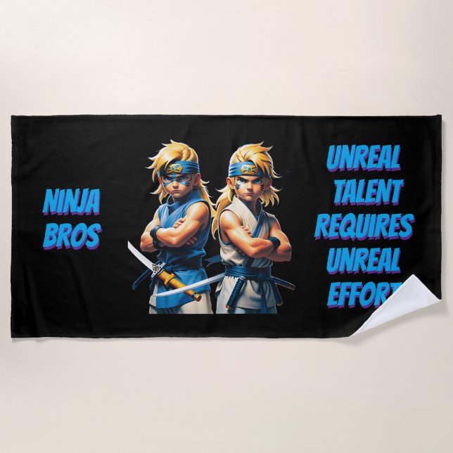 Serviette De Plage Effort irréel des frères Ninja  (Devant)