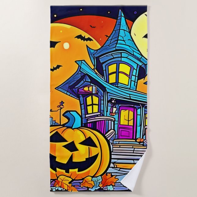 Serviette De Plage Éffrayant Haunted House (Devant)