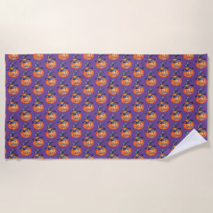 Serviette De Plage Éffrayant sourire Halloween citrouille papier enve