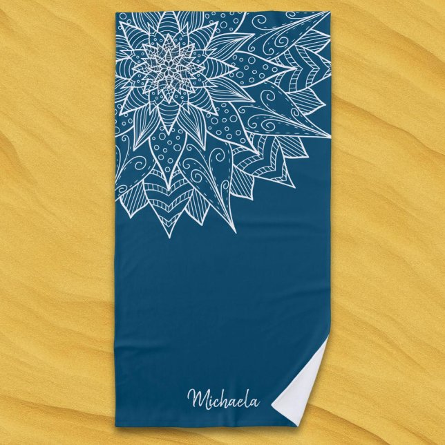 Serviette De Plage Elégant bleu Floral été (Créateur téléchargé)