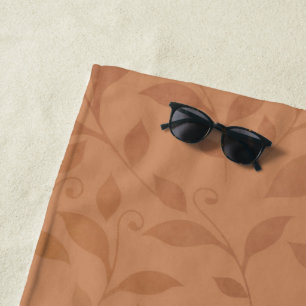 Serviette De Plage Élégant Brown Abstrait Feuilles d'automne Motif