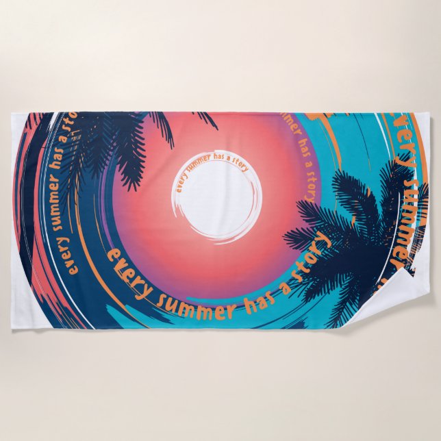 Serviette De Plage Élégant coucher de soleil tropical moderne (Devant)