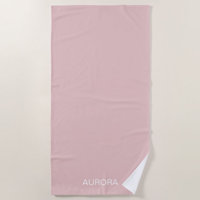 Serviette De Plage Élégant Dusty Blush Nom personnalisé - (Devant)